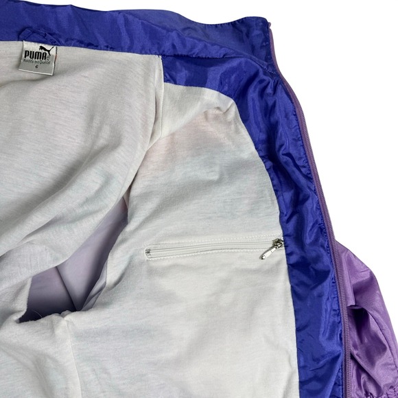 Puma Track Jacket Colorblock Purple Pink Blue 80s 90s Vintage Women's Size 6 - Picture 16 of 16